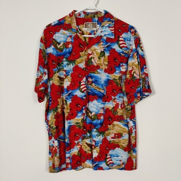 Kalaheo Other - Kalaheo Men's Button Down Hawaiian Shirt Size Medium Christmas Tropical Holidays